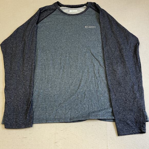 Columbia Raglan Shirt Mens XXL Omni Wick Casual Heather Blue Outdoors Normcore - Picture 1 of 6